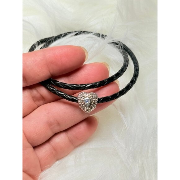 Pandora Black Cord W/ Unbranded Heart Charm - Picture 4 of 5